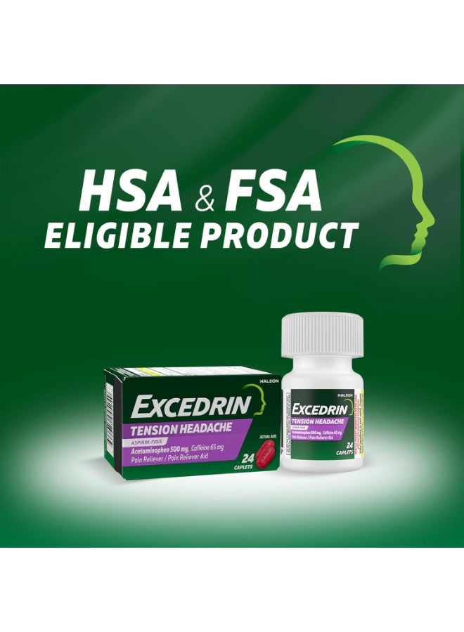 Excedrin Tension Headache Relief Caplets, Acetaminophen 500mg, Caffeine 65mg, Pain Reliever, Aspirin-Free, 100 Count - Image 5